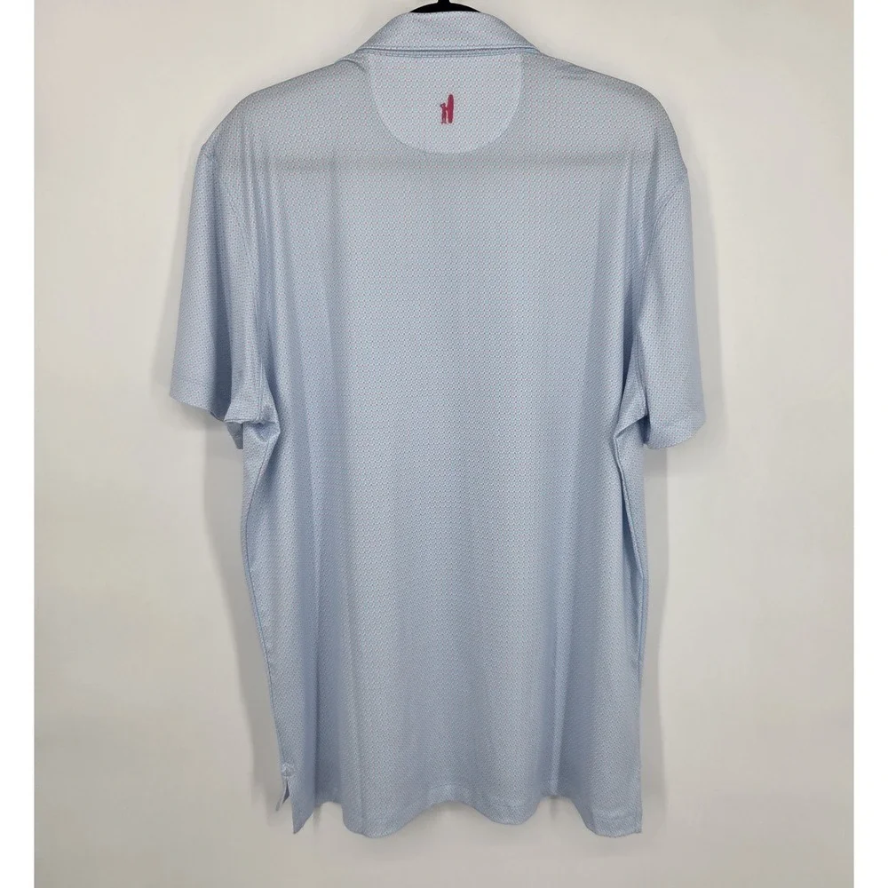 NEW Johnnie-O Performance Julio Polo Mens Large Malibu Blue Geometric AOP NWT